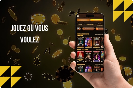 Interface mobile d'un casino sans KYC